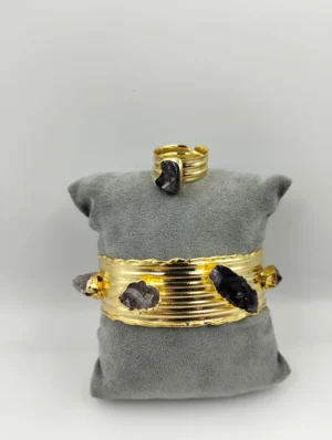 Bracelet & Bague en cuivre avec pierres naturelles